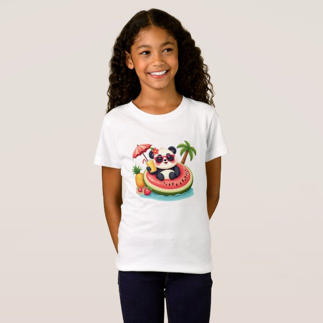 Panda Summer Vibes 🐼 Kiwi Float Cartoon Tee (Front Full)