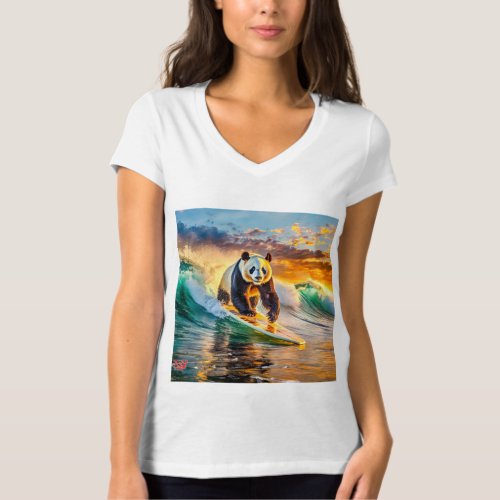 Panda Surfing Design By Rich AMeN Gill T_Shirt
