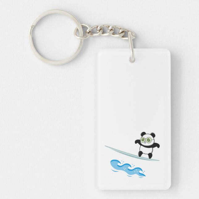 Panda Surfing Keychain (Front)