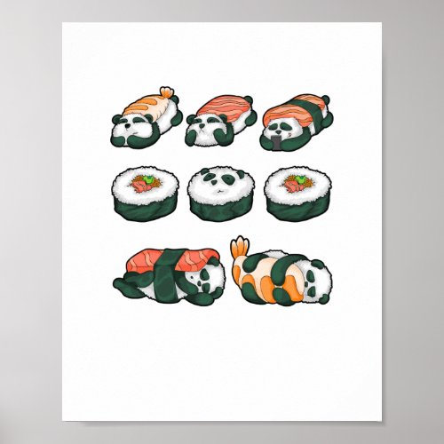 Panda Sushi Cute Maki Lover Funny Food Gift Poster