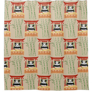 panda , sushi shower curtain
