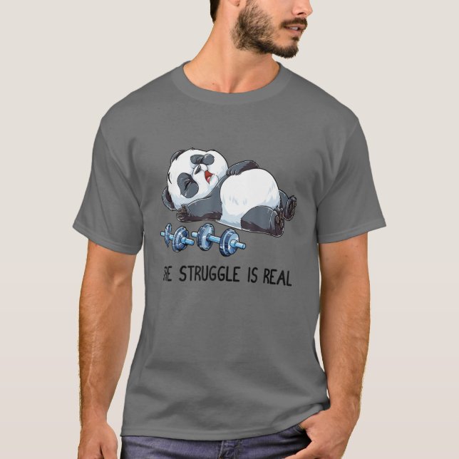 Panda The Struggle Is Real Weightlifting Fitness G T-Shirt (Front)