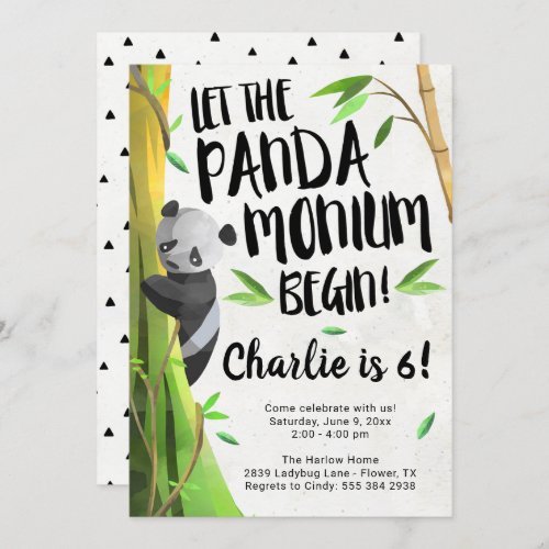 Panda Themed Birthday Party Invitation