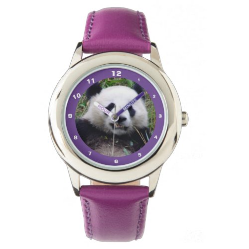 Panda Time _ Smiling bear with yummy lunch Bamboo Watch