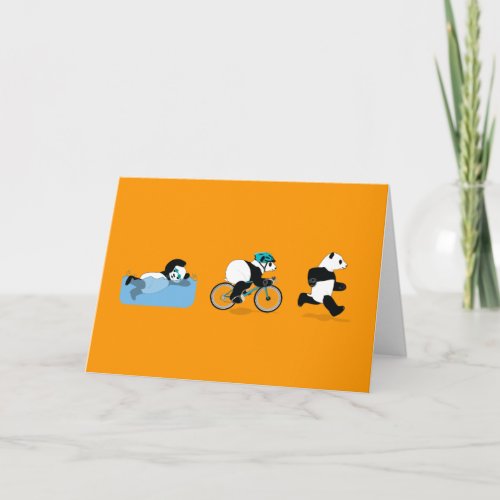 Panda Triathlon Greetings Card