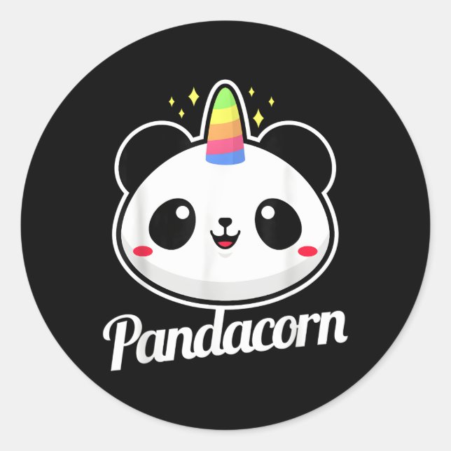 Panda Unicorn Animal Pandacorn Classic Round Sticker (Front)