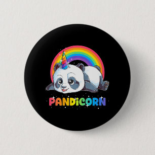 Panda Unicorn Pandicorn Girls Rainbow Pandacorn Button