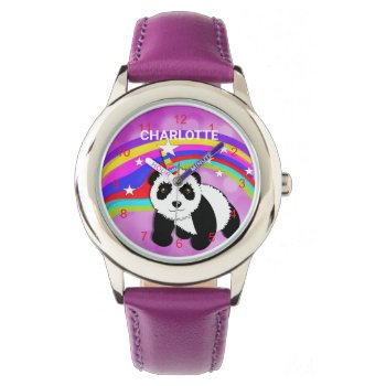 Panda Unicorn Rainbow Cute Personalized Watch by Flissitations at Zazzle
