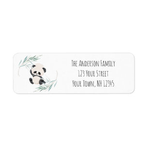 Panda Unisex Gender Neutral Baby Shower Watercolor Label