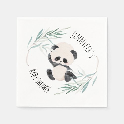 Panda Unisex Gender Neutral Baby Shower Watercolor Napkins
