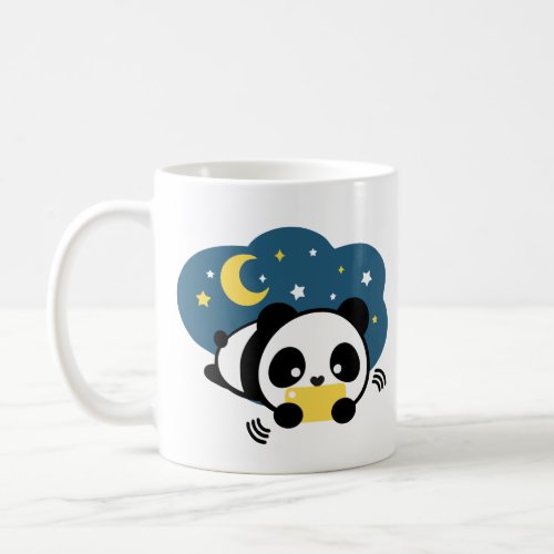 Panda using phone in night design coffee mug