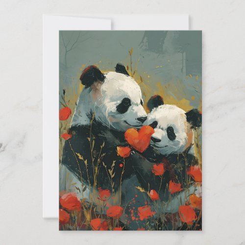 Panda Valentines Day  Holiday Card