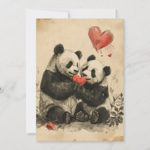 Panda Valentine's Day Holiday Card