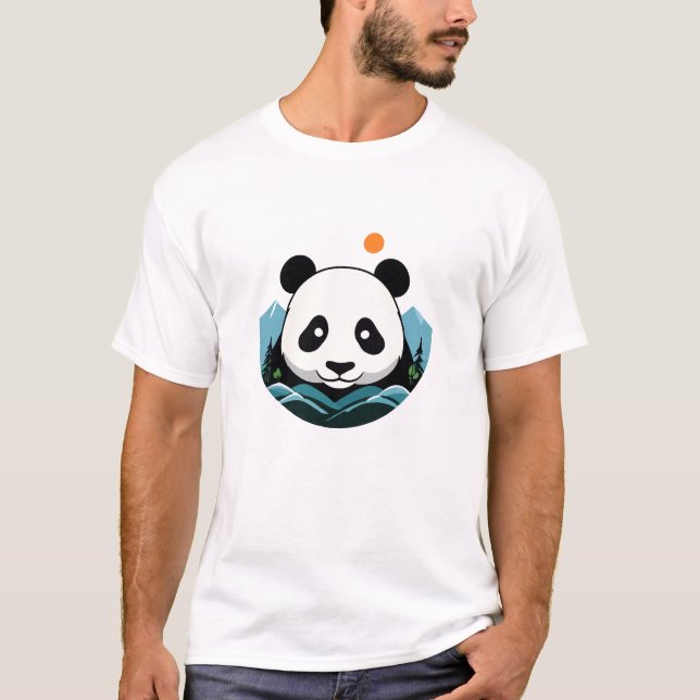 Panda Vector Art Animal Modern Urban City Graphic T-Shirt (Front)
