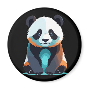 Panda Vector Art with Vibrant Colors Magnet