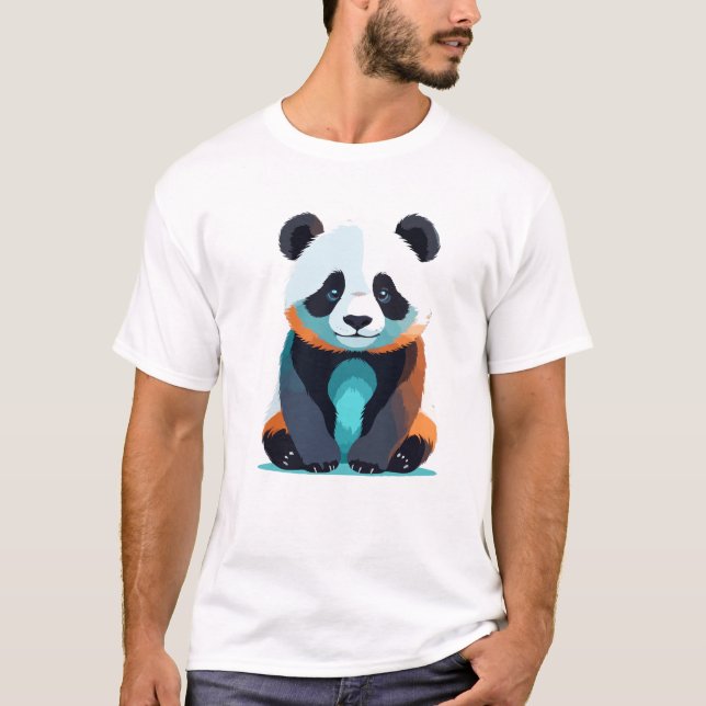 Panda Vector Art with Vibrant Colors T-Shirt (Front)