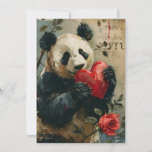 Panda Vintage Valentine's Day Holiday Card