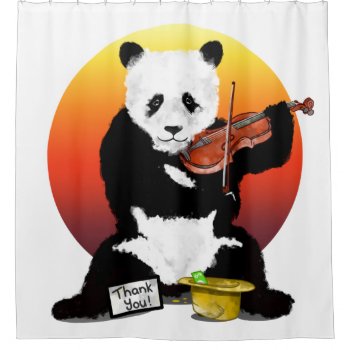 Panda Violinst Shower Curtain by earlykirky at Zazzle