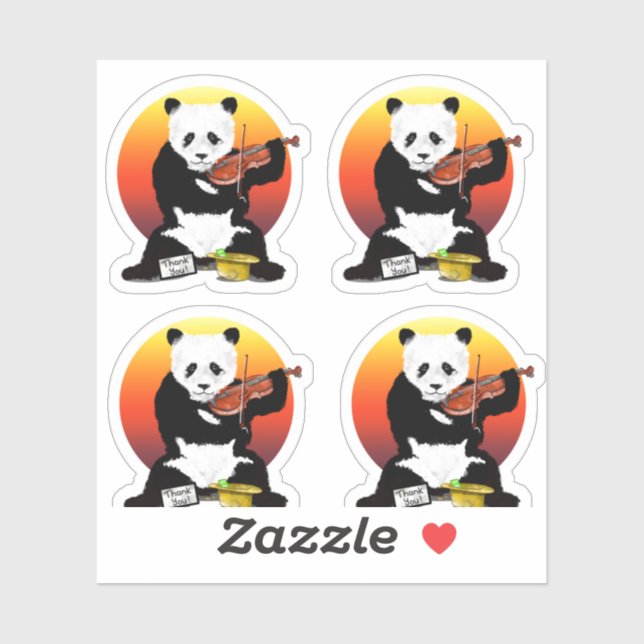 Panda Violinst Sticker (Sheet)