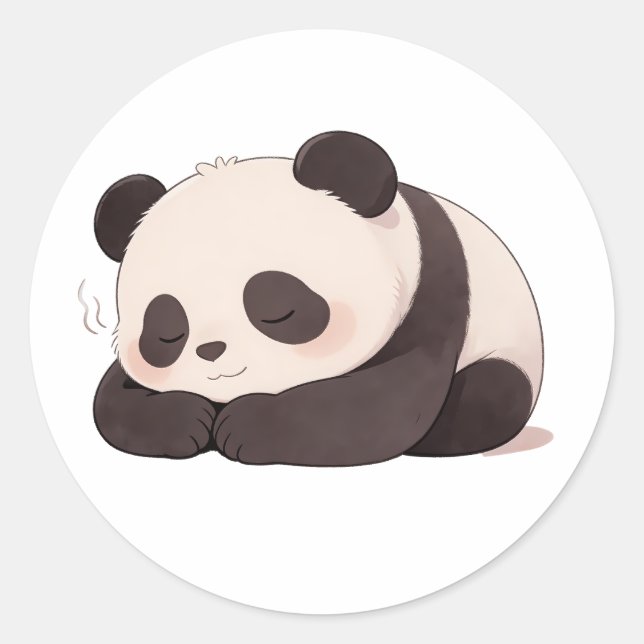 panda,warm,healing,slow-paced,inner peace #01 classic round sticker (Front)