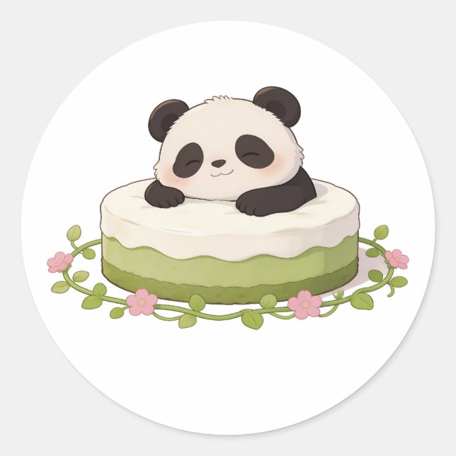 panda,warm,healing,slow-paced,inner peace #04 classic round sticker (Front)