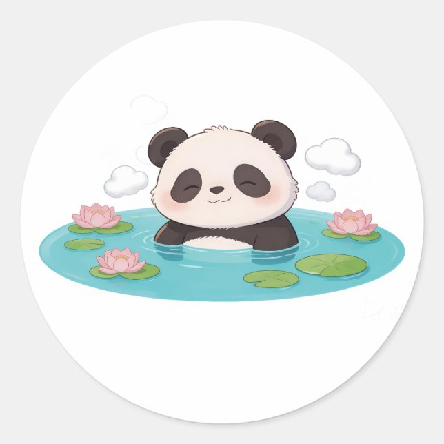 panda,warm,healing,slow-paced,inner peace #05 classic round sticker (Front)
