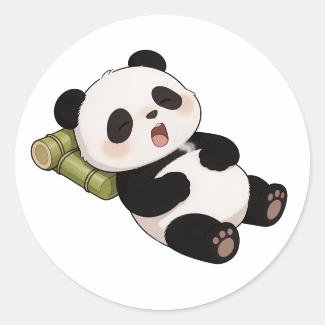 panda,warm,healing,slow-paced,inner peace #09 classic round sticker (Front)
