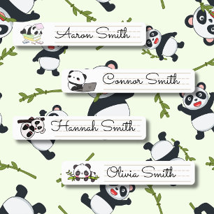 Panda Waterproof Back-to-School  Kids' Labels