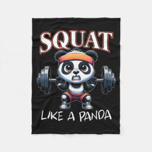 Panda Weightlifting Fitness Funny Gym Quote Squat  Fleece Blanket