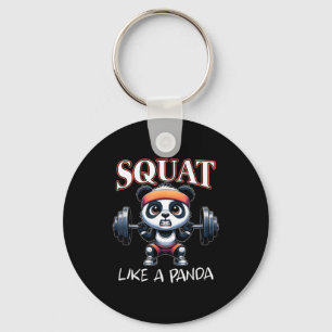 Panda Weightlifting Fitness Funny Gym Quote Squat  Keychain