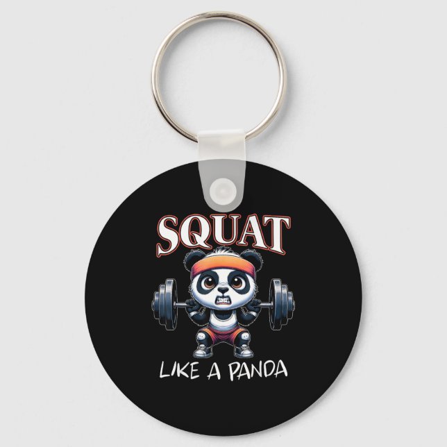 Panda Weightlifting Fitness Funny Gym Quote Squat  Keychain (Front)