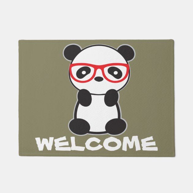 X 15.7 W Cartoon Panda Welcome Funny Doormat Custom Home Living Decor Housewares Rugs and Mats State Indoor Gift Ideas Washable Fabric Top 23.6 L
