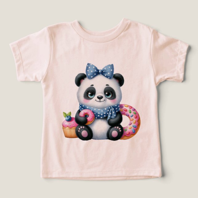 Panda Whit Ribbon Toddler T-shirt (Design Front)