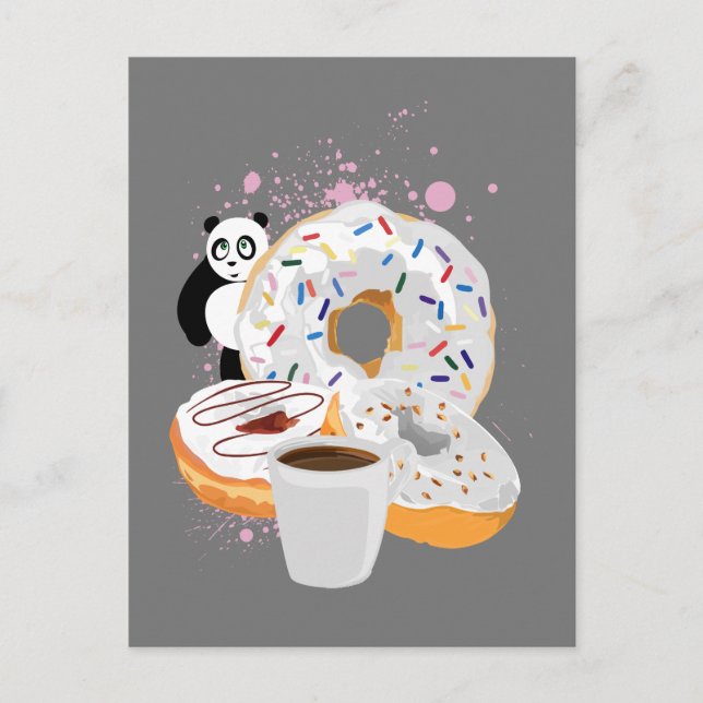 Panda & White Donuts  Postcard (Front)