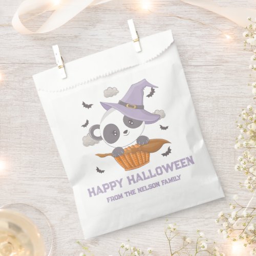 Panda Witch Hat Broom Happy Halloween Favor Bag