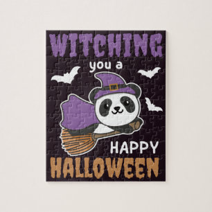 Panda Witch Witching You A Happy Halloween Jigsaw Puzzle