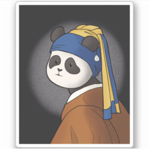 Panda with a Pearl Earring Vermeer Funny Sticker