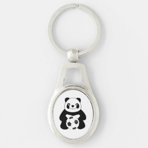 Panda with a soccer ball keychain