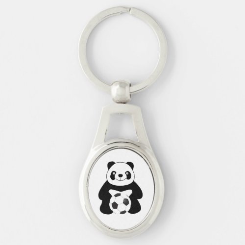 Panda with a soccer ball keychain