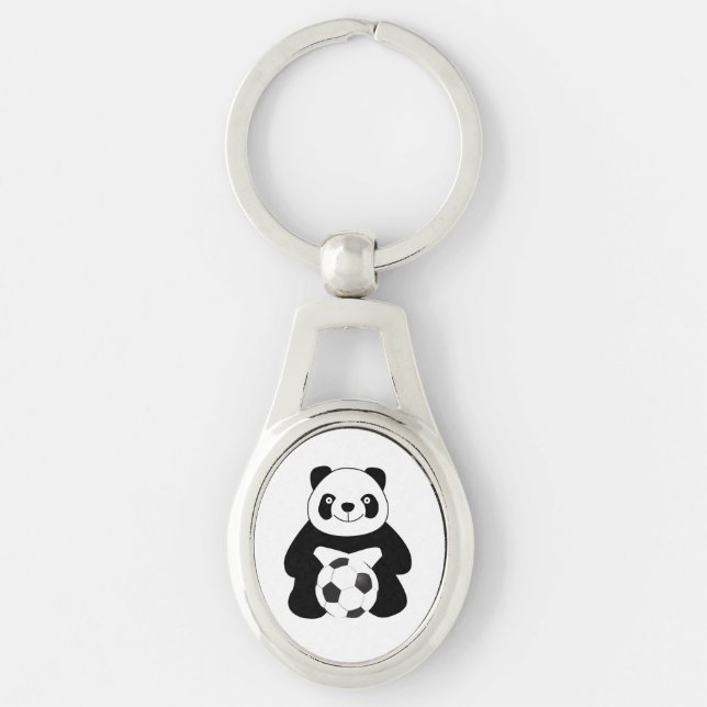Panda with a soccer ball keychain (Front)