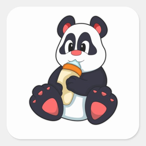 Panda with Baby bottle with Milk Square Sticker