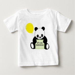 Panda With Ballon Customizable Name Age & More Baby T-Shirt