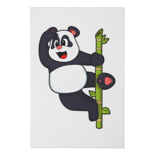 Panda with Bamboo Faux Canvas Print