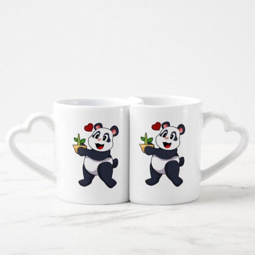 Panda with Bamboo Flower Coffee Mug Set