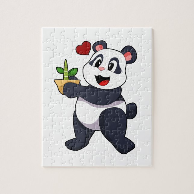 Panda with Bamboo Flower Jigsaw Puzzle (Vertical)