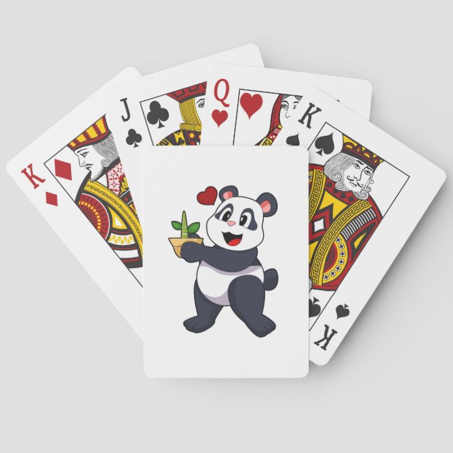 Panda with Bamboo Flower Poker Cards (Back)