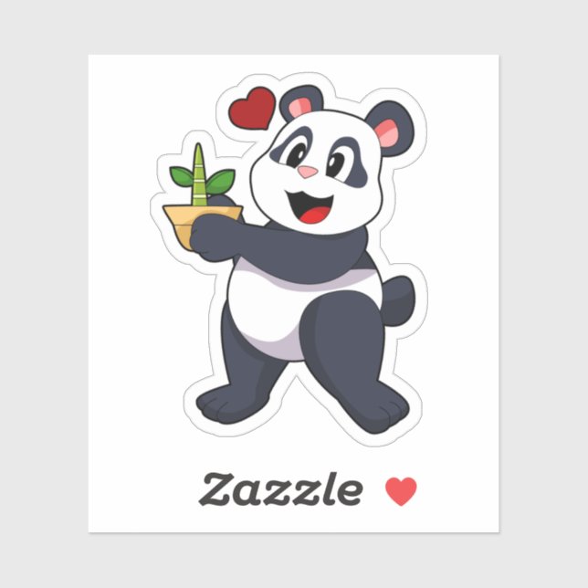 Panda with Bamboo Flower Sticker (Sheet)