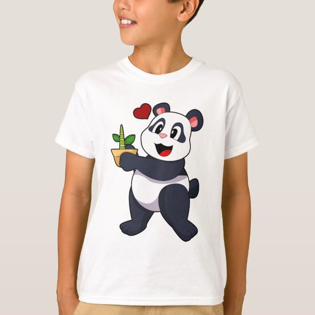 Panda with Bamboo Flower T-Shirt (Front)