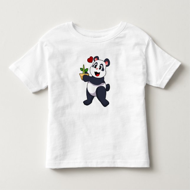 Panda with Bamboo Flower Toddler T-shirt (Front)