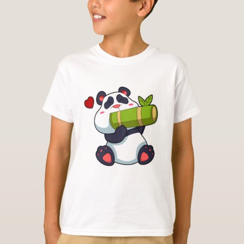 Panda with Bamboo  Heart T_Shirt